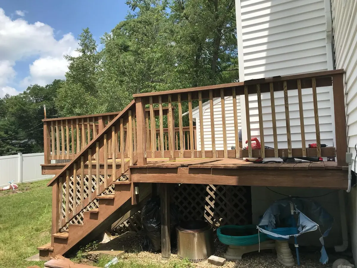 Stained deck and stairs ready for summer